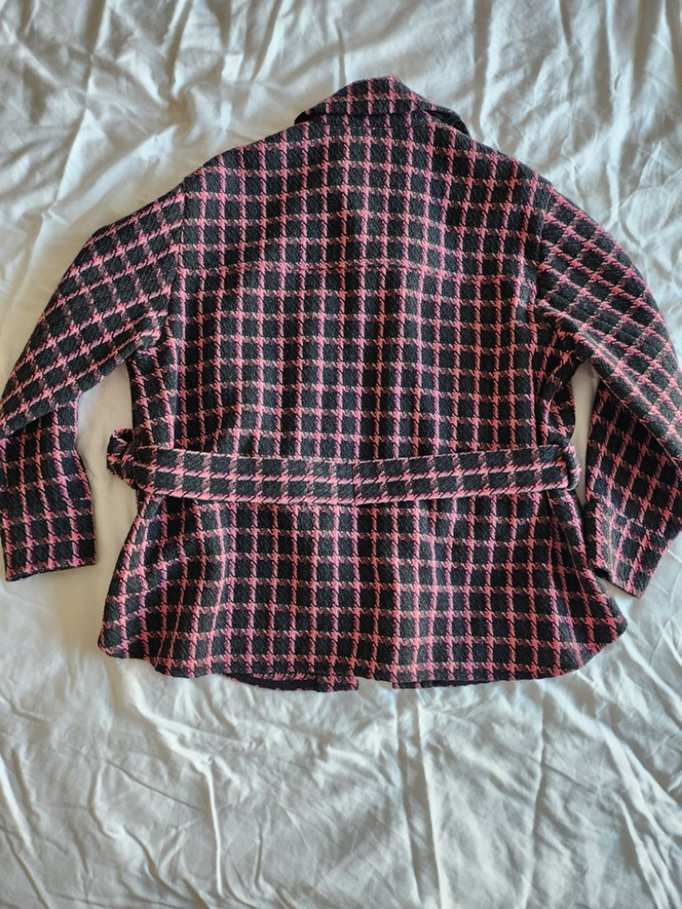 마쥬 트위드 재킷 핑크 체크 36(55) [새상품]--6