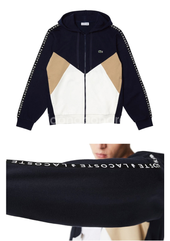 라코스테 컬러블럭 기모후드집업 XS~XL--2