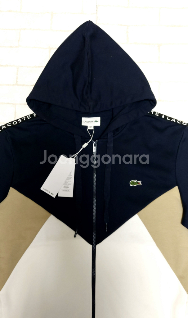 라코스테 컬러블럭 기모후드집업 XS~XL--6