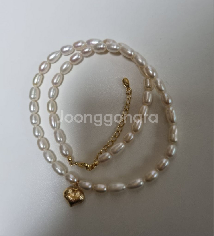 천연 담수 쌀진주 목걸이 약45cm 걸쇠-실버925--1