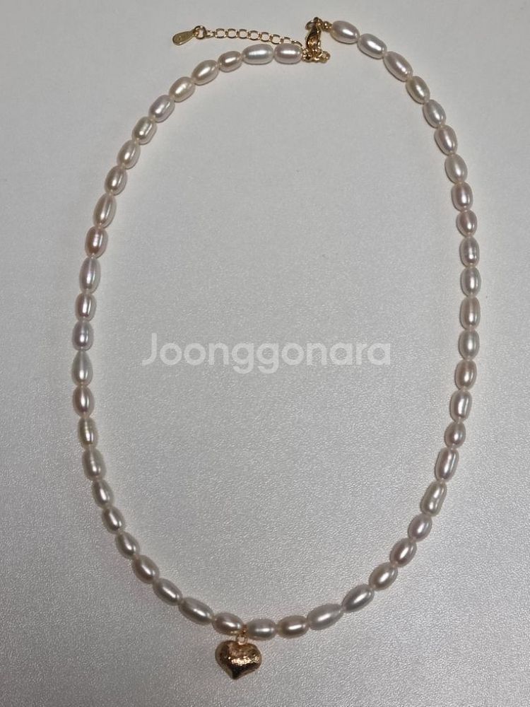 천연 담수 쌀진주 목걸이 약45cm 걸쇠-실버925--3