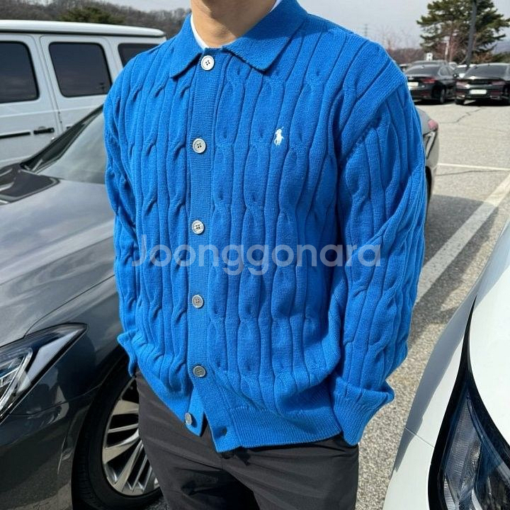 폴로 케이블 카라가디건--0
