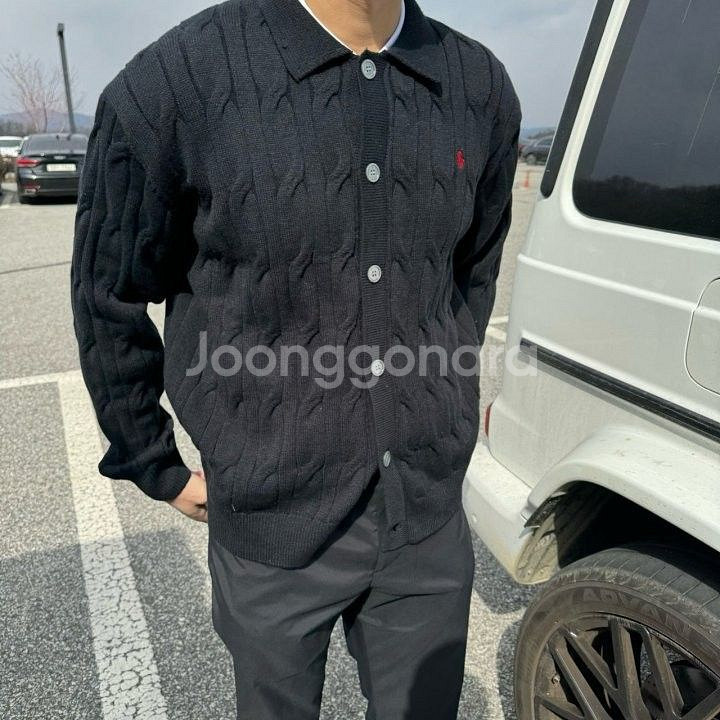 폴로 케이블 카라가디건--3