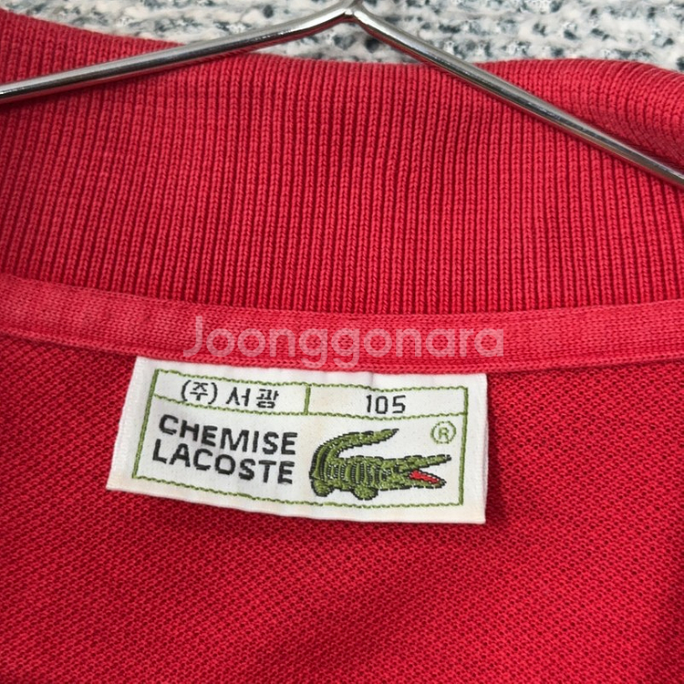 라코스테 서광 빈티지 로고 레드 카라티 105--2