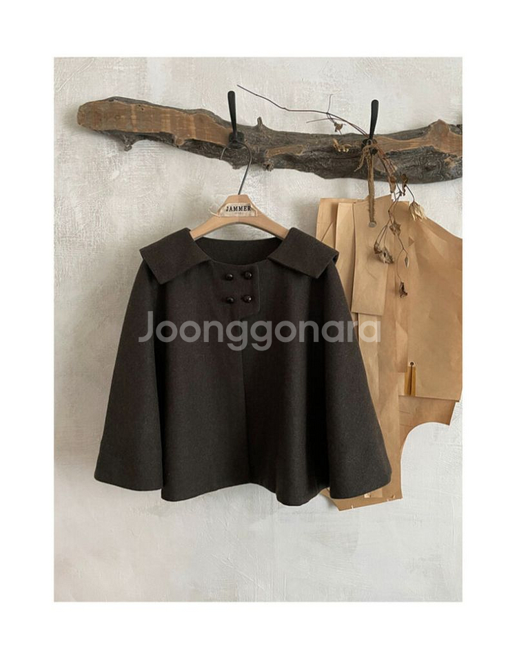 급전ㅠ) JAMMER 잼머 클레멘 울 케이프 - 브라운--6