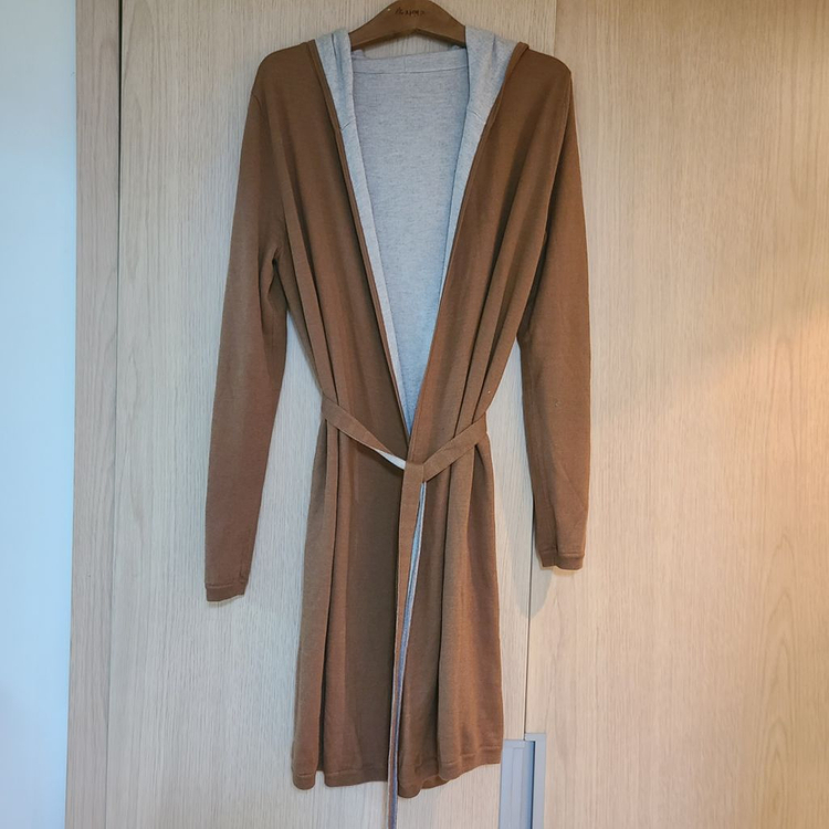 새상품 카멜색 울 롱가디건 55~66--6