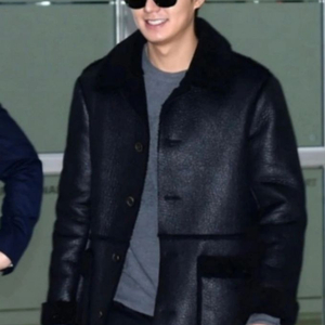 이민호 공항 패션 검점 에코 무스탕