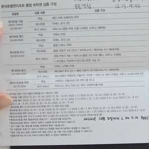 12.25 크리스마스 롯데호텔 숙박권(라세느조식포함)