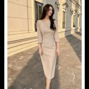 울 드레이프 롱원피스(겨울하객룩)