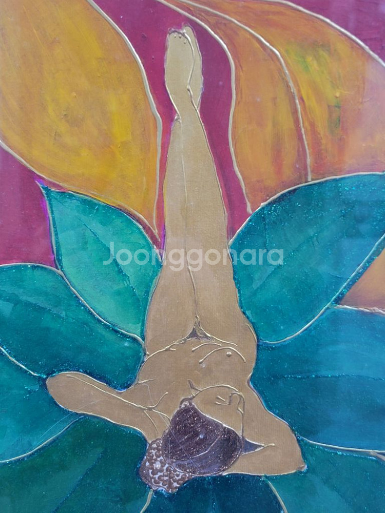 조남현작가 꿈속의 황금누드 유화그림--2