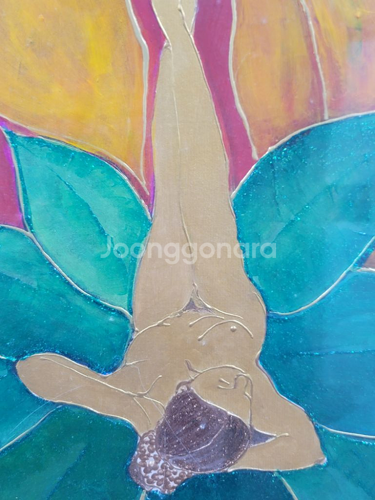 조남현작가 꿈속의 황금누드 유화그림--3