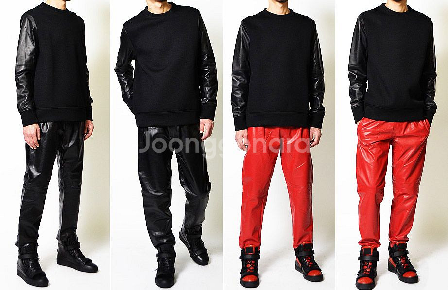 LANEUS 레더슬리브 맨투맨--4