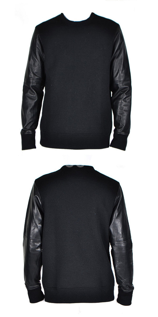 LANEUS 레더슬리브 맨투맨--1