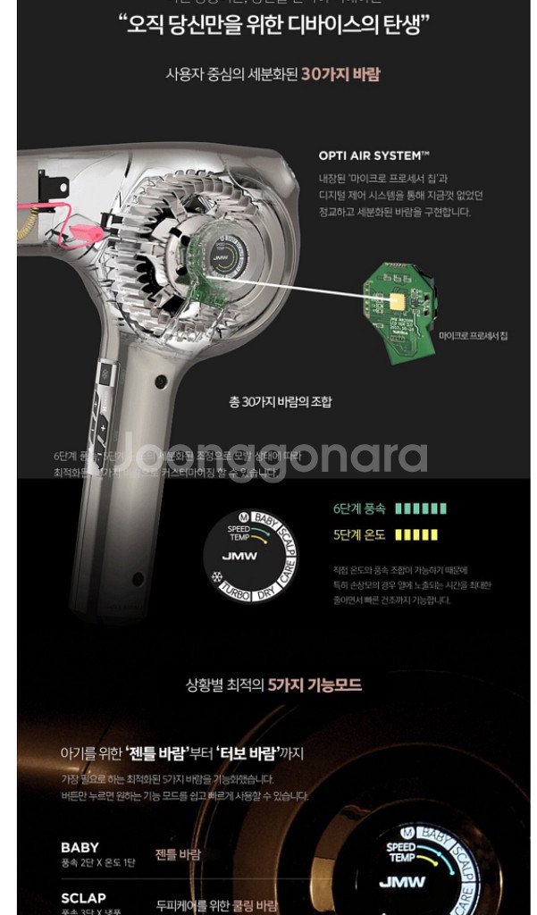 JMW 에어컬렉션 헤어 드라이어 MS8002B 1800--2