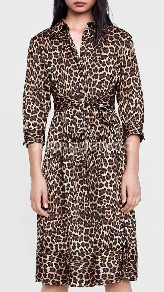 ZARA 자라 28 M 호피 쉬폰 원피스--1