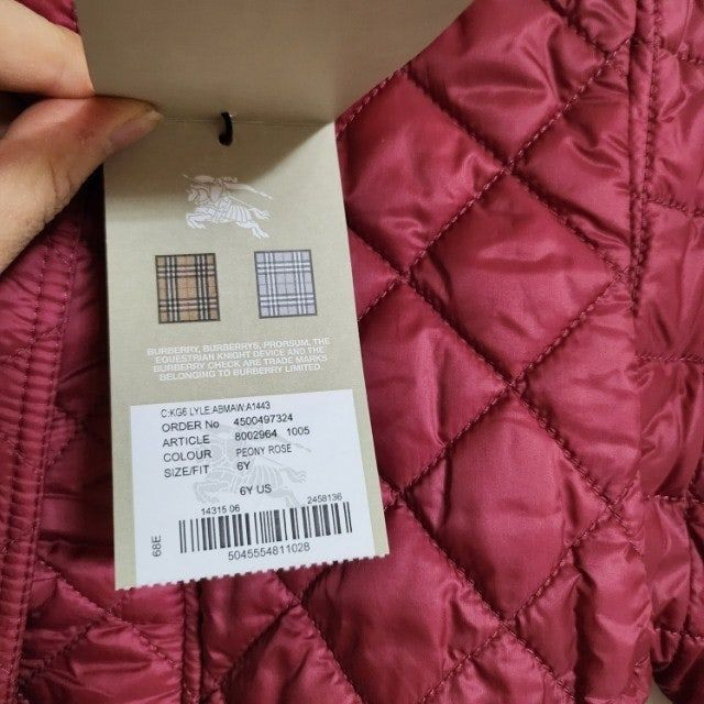 새상품 120호 (6y) 버버리칠드런 퀼팅누빔 자켓 이미지