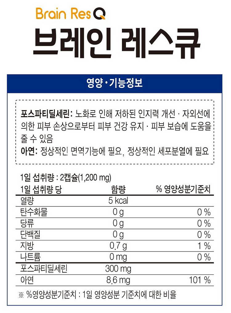 무료배송 브레인레스큐 60캡슐 기억력 인지력 향상--8