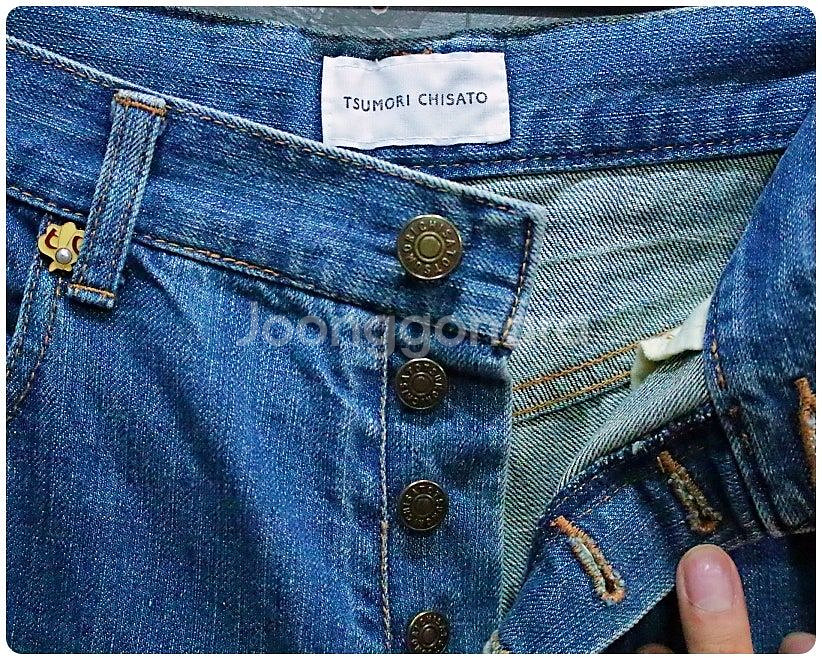 츠모리 치사토 인어 자수 버뮤다 데님 팬츠 M--5