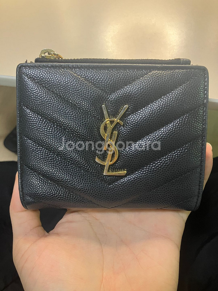 입생로랑 카산드라 마틀라쎄 반지갑 금장 정품 A급--3