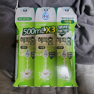 해피홈 수성 에어로졸 모기퇴치제 가든향 500ml 3개