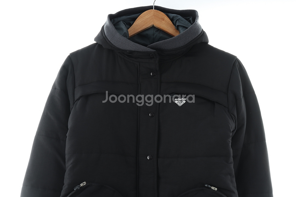 W(M) 퀵실버 패딩 점퍼자켓 블랙 올드스쿨 슬림핏--2