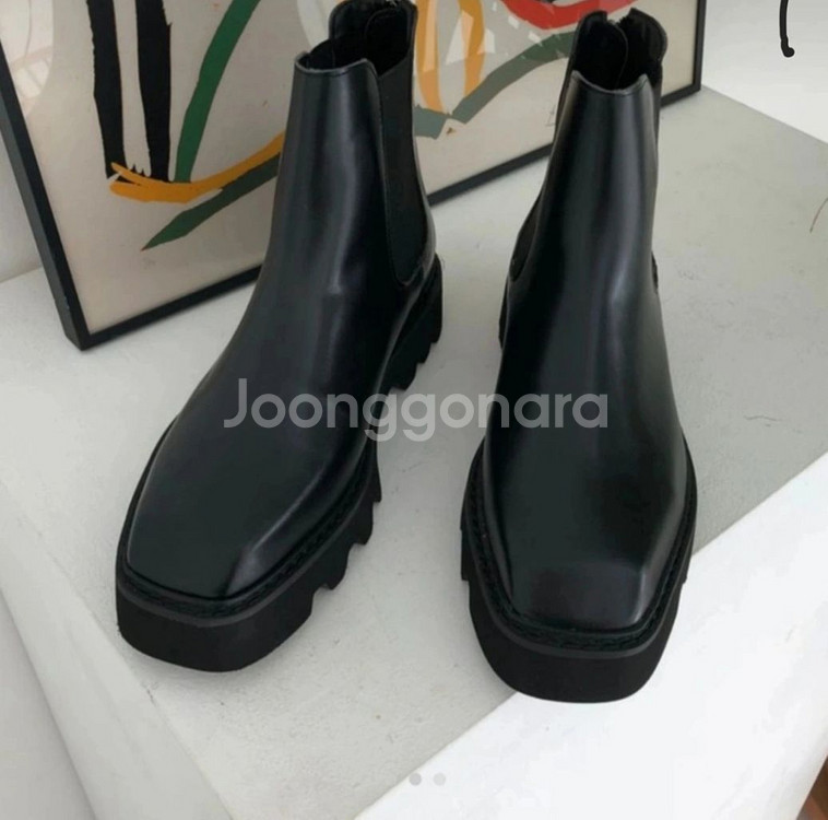 키높이 스퀘어토 소가죽 첼시부츠--1