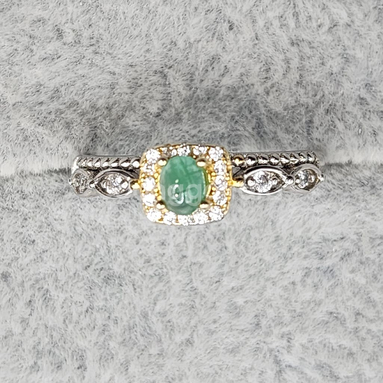 보석 새제품 S925 순은 천연원석 에메랄드 반지 은반--6