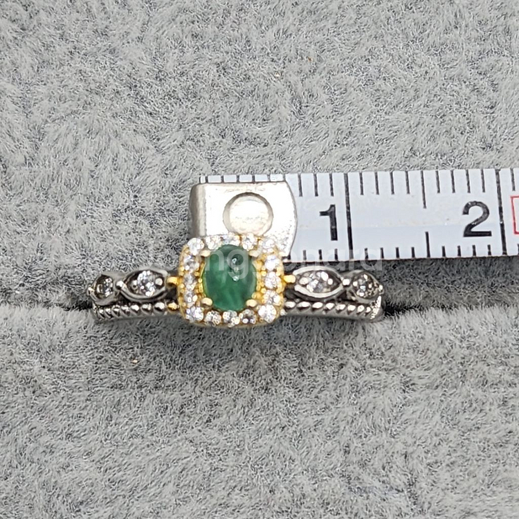 보석 새제품 S925 순은 천연원석 에메랄드 반지 은반--9