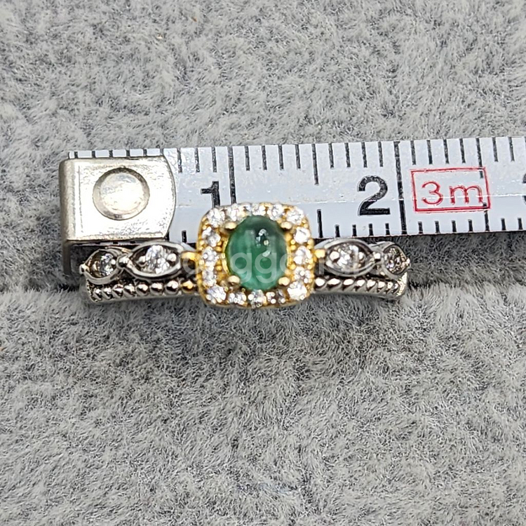 보석 새제품 S925 순은 천연원석 에메랄드 반지 은반--8