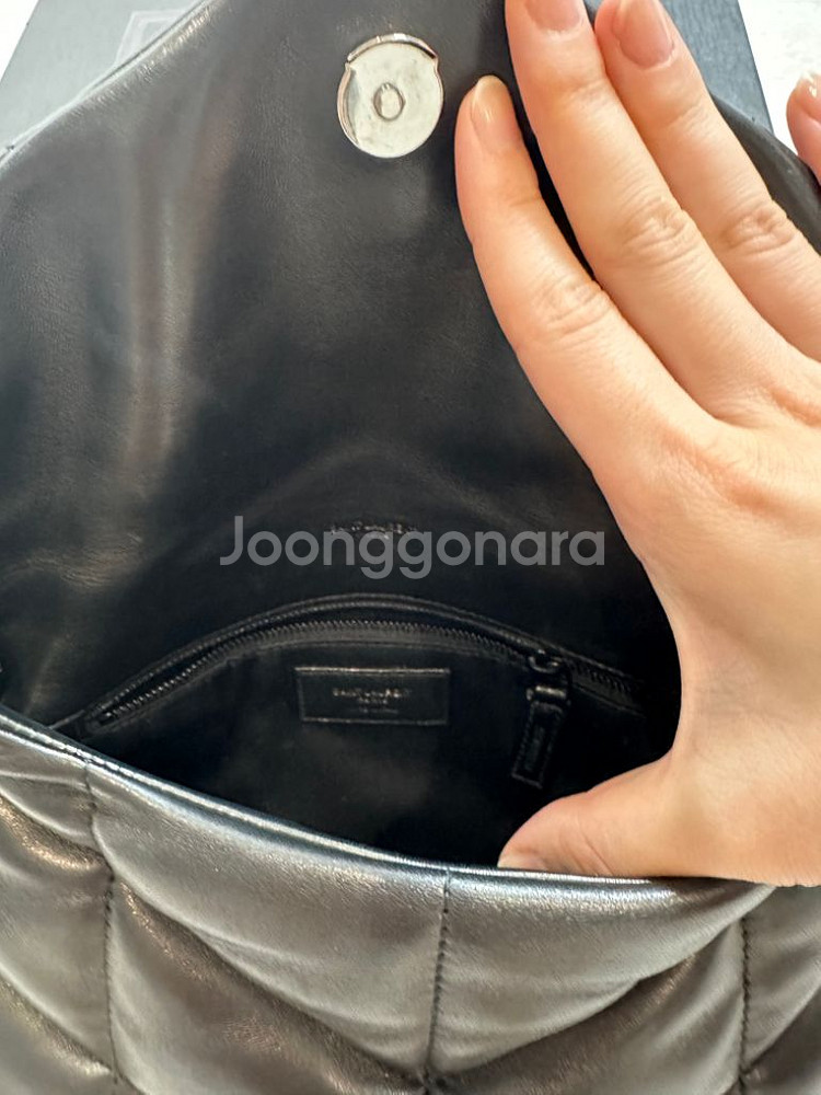 생로랑 푸퍼백 스몰 블랙--2