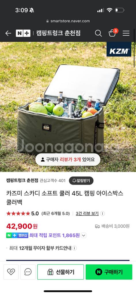 캠핑용품)스카디 소프트쿨러, 아이스박스, 45리터--3