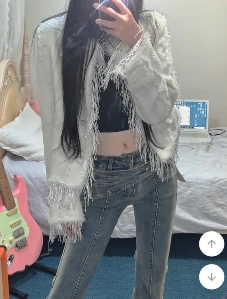 징케 트위드 자켓 & 사이드 워싱 데님 코디세트 이미지