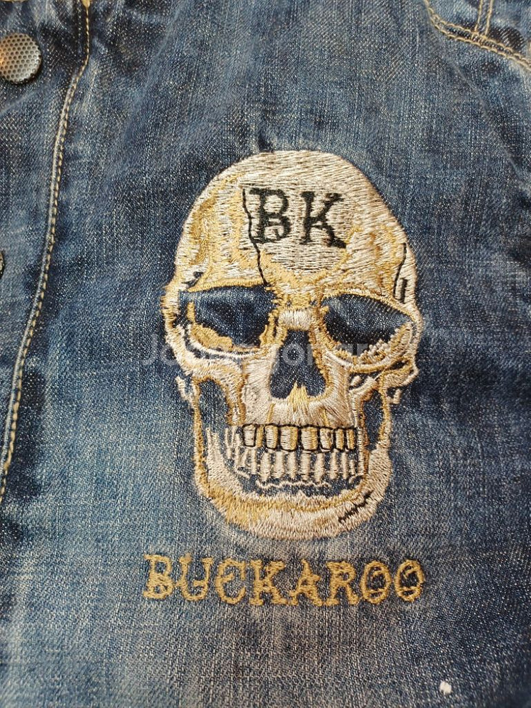 버커루 데님 펑크 스컬자수 안감누빔 바시티자켓 m--5