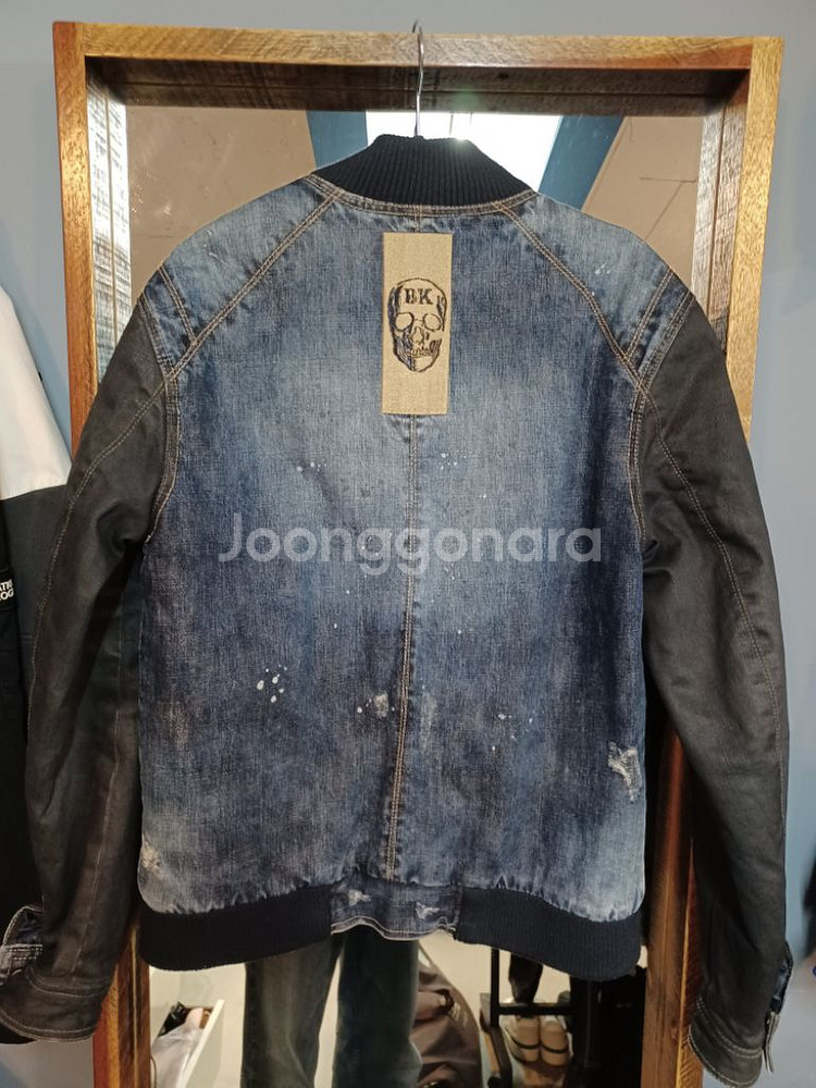 버커루 데님 펑크 스컬자수 안감누빔 바시티자켓 m--1