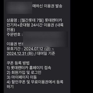 롯데렌터카 전기차 + 준대형 24시간 이용권