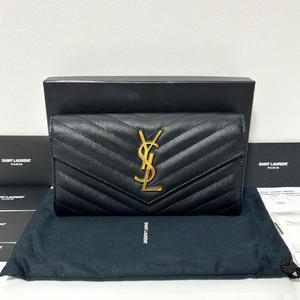 생로랑 YSL 로고 마틀라세 플랩 장지갑