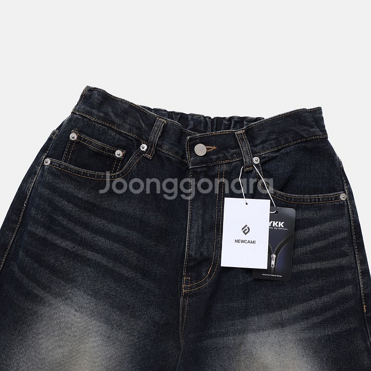 와이드 진청 데님 청바지 팬츠 L--3