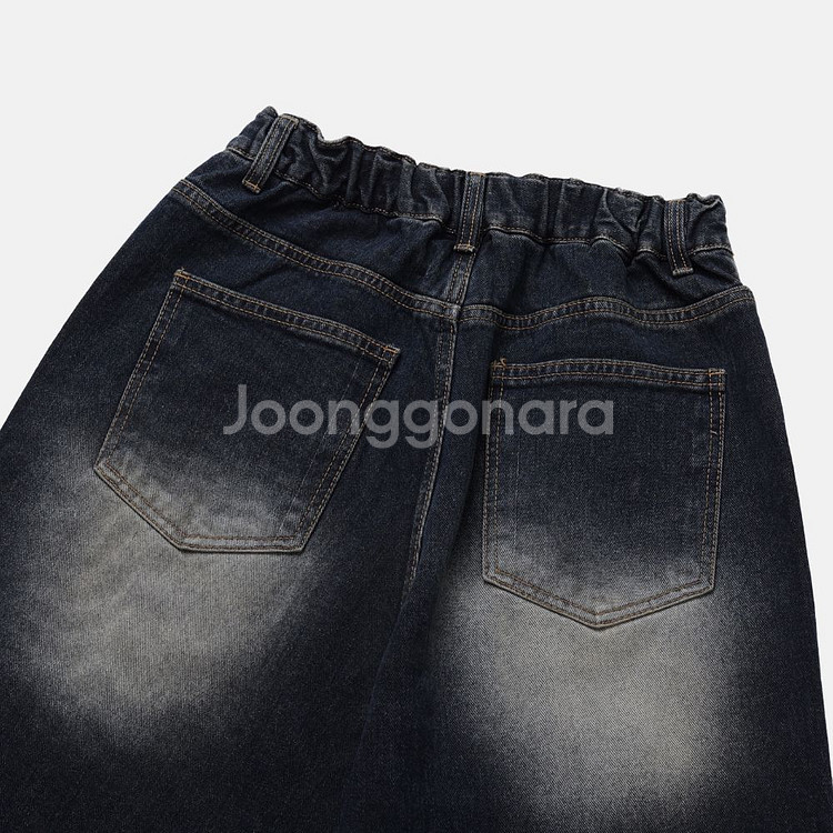 와이드 진청 데님 청바지 팬츠 L--6