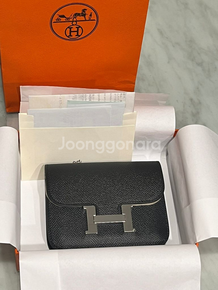 에르메스 콘스탄스 슬림 지갑 블랙--2