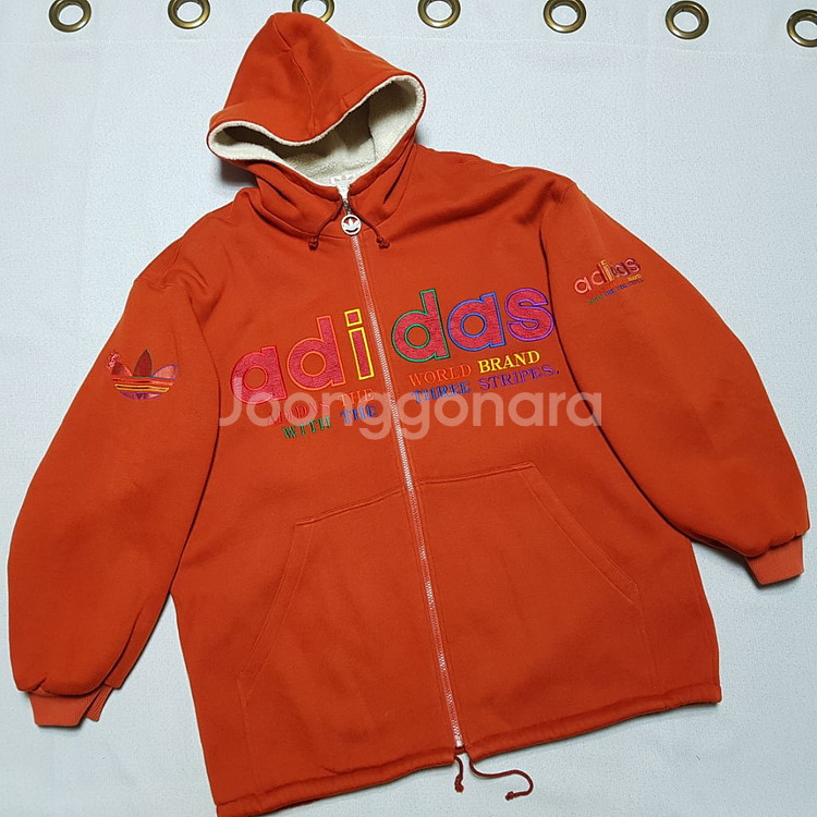 올드스쿨 도톰한 아디다스 양털 누빔 오버핏 자켓--1