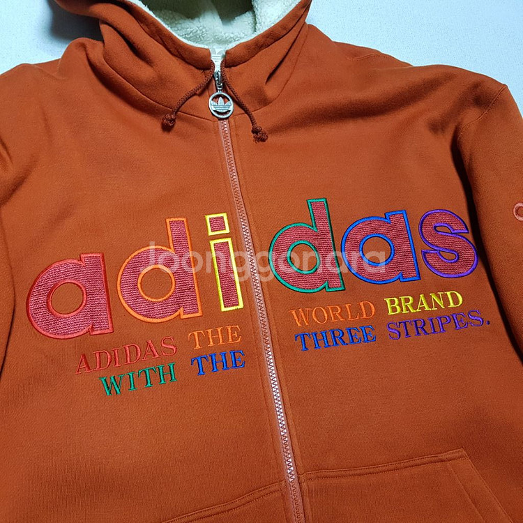 올드스쿨 도톰한 아디다스 양털 누빔 오버핏 자켓--6