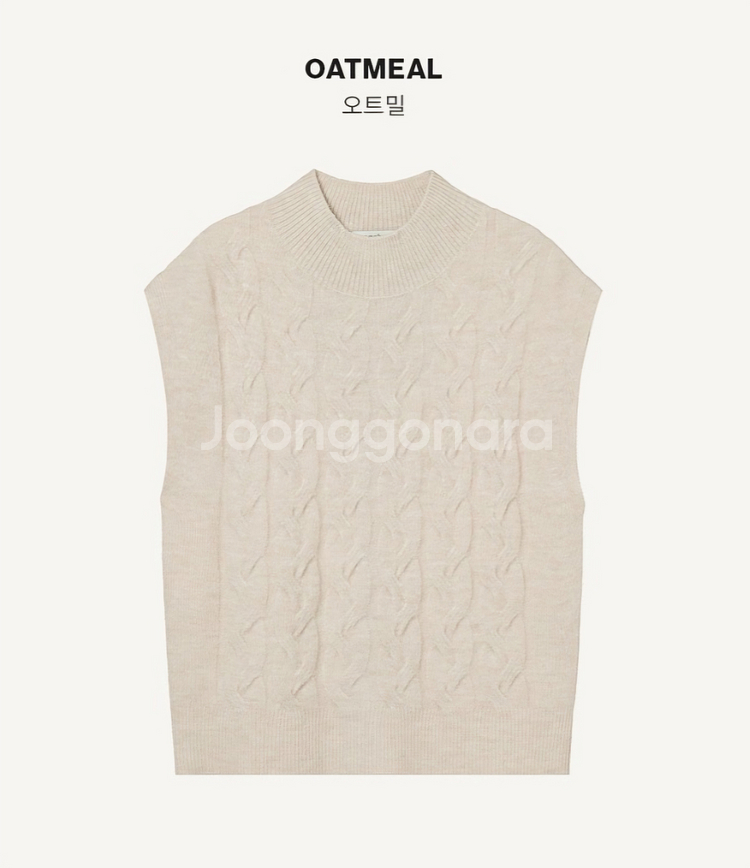 (택포) 까사렐 24FW 하프넥 니트 조끼 오트밀--3