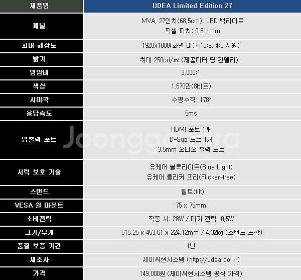 27인치 모니터 UDEA Limited Edition--2