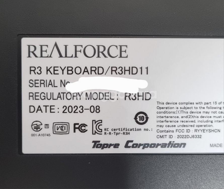 리얼포스 R3 APC 영문 45g 균등 R3HD11--4