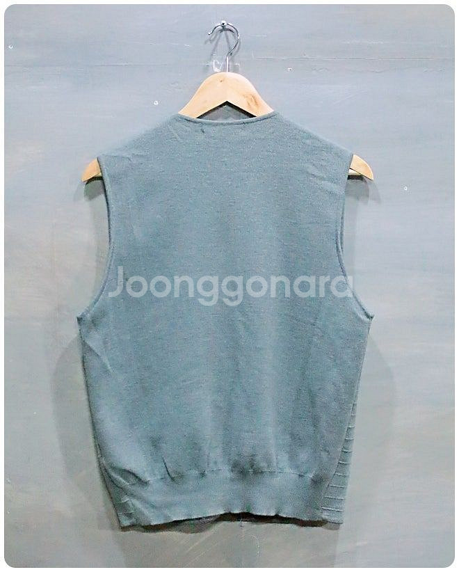 80s 입생로랑 YSL 로고 금장 울 니트 베스트 95--1
