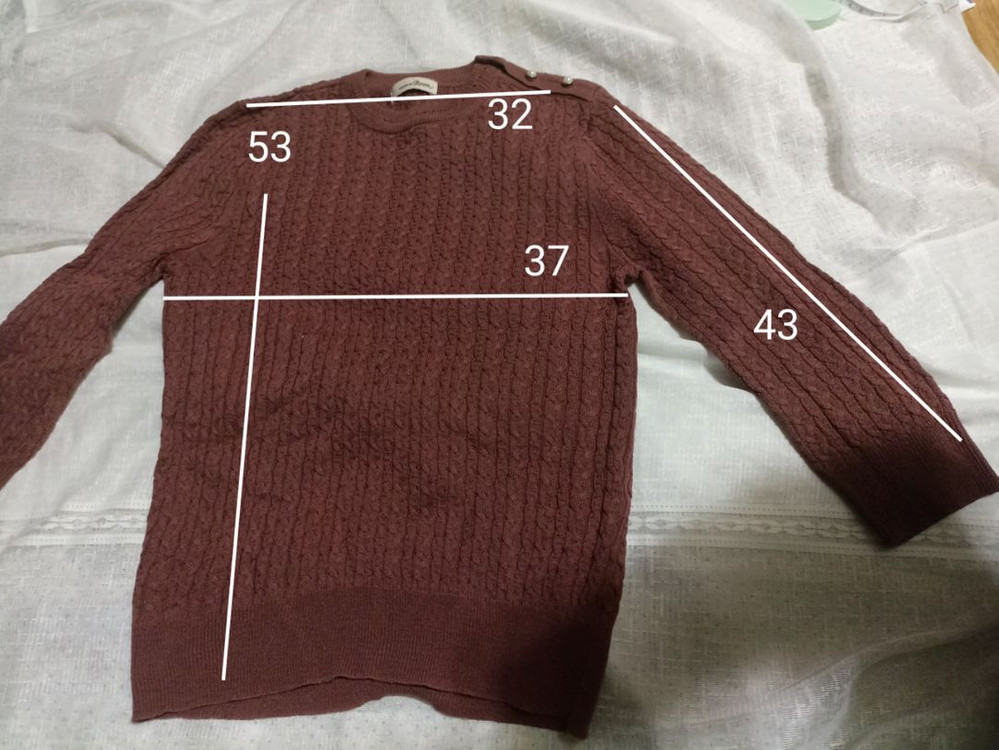 로엠 7부 레드브라운 라운드 니트--2