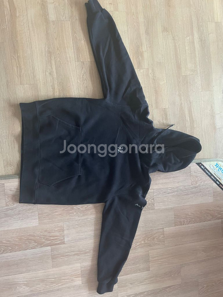 꼼파뇨 레터링 타투 후드티 블랙 기모 L--1