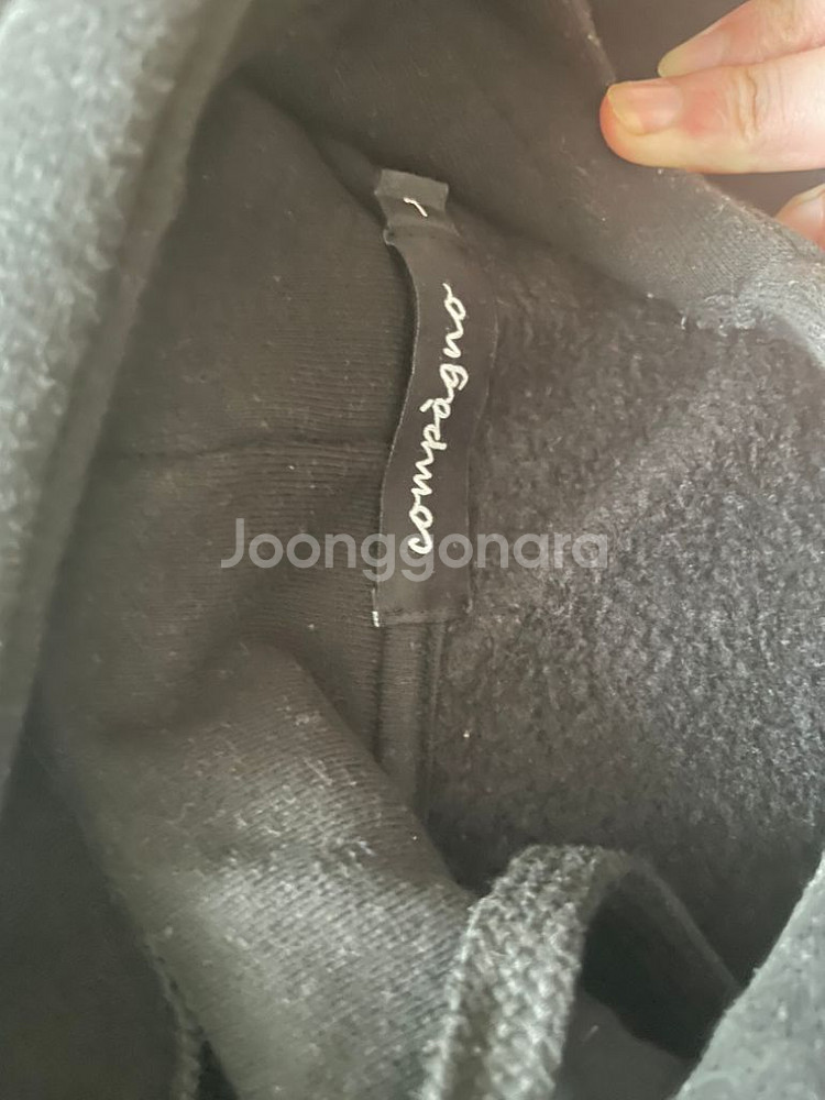 꼼파뇨 레터링 타투 후드티 블랙 기모 L--4