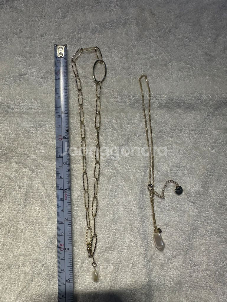 멋진 천연 진주,금장 목걸이와 팔찌 2종 팝니다--6