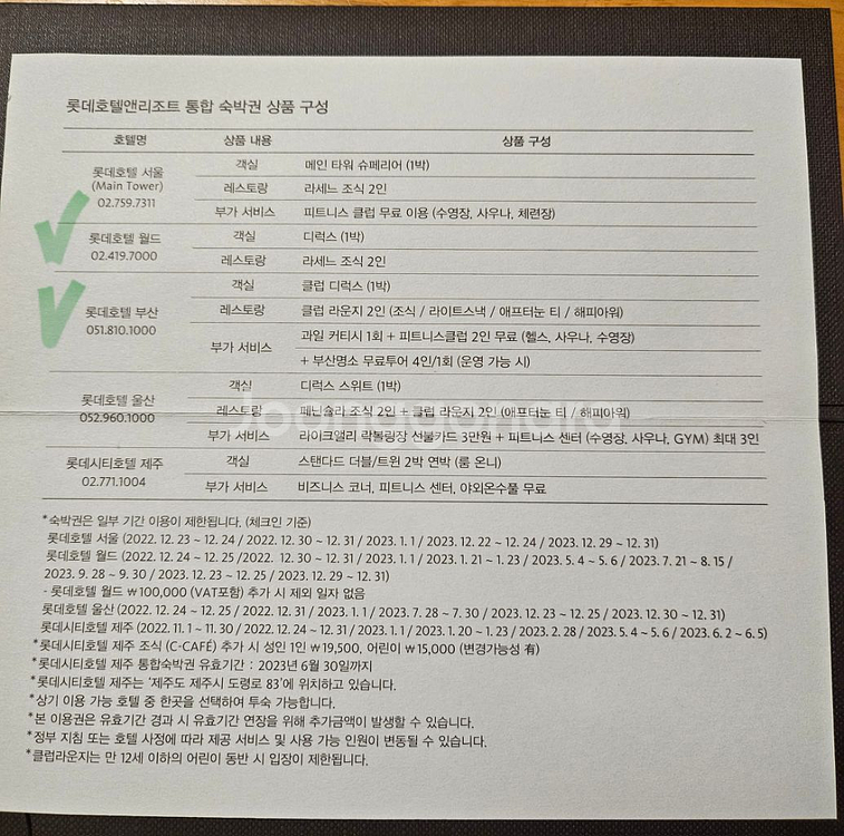 12/24~25일 크리스마스(부산) 롯데호텔숙박권--1